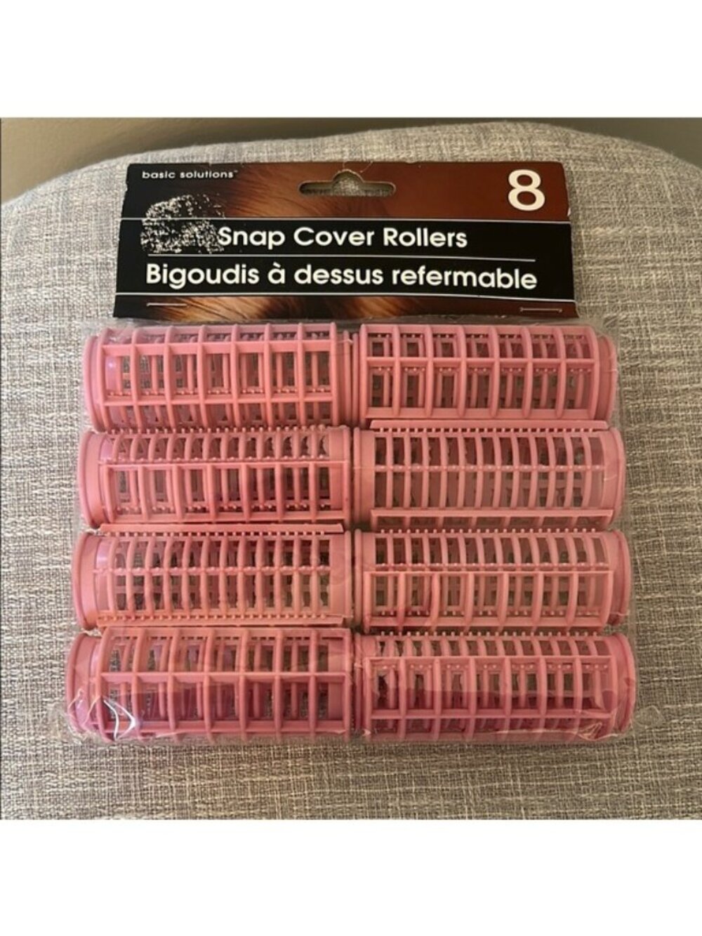 Basic Solutions Pink Snap Cover Rollers - Set Of 8 For Easy Styling